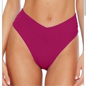 BECCA Elise Banded High Waist Bikini Bottom in Pomegranate Small NWT